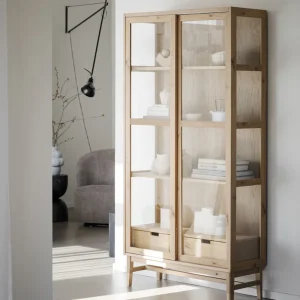 Vitrine NAWILLE Eiche massiv Glasvitrine 203 cm Top-Seller