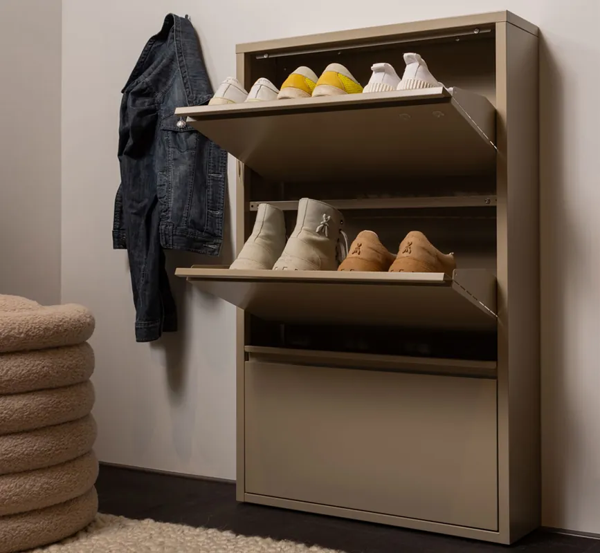 woood Schuhschrank SABINE B 66 cm Metall sandfarben Preisreduziert