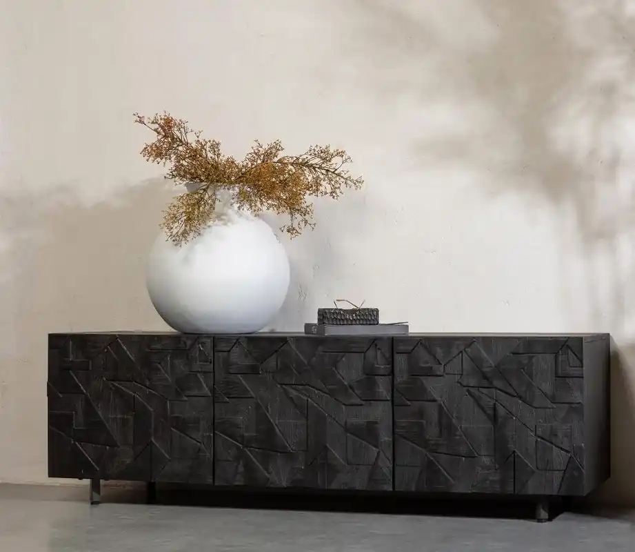 Geprüft TV Möbel Lowboard COUNTER 160 cm schwarz