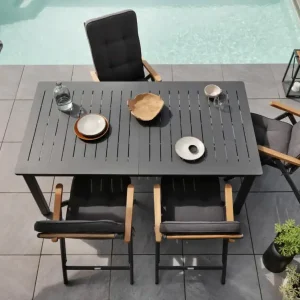 Preisreduziert Gartentisch LOMMA schwarz ausziehbar 194 bis 312 x 100 cm Aluminium