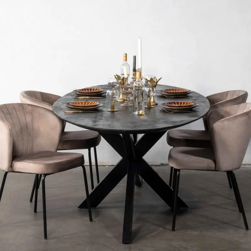 Kracherpreis Esstisch BRILLIANT oval 200 x 100 cm Mangoholz schwarz