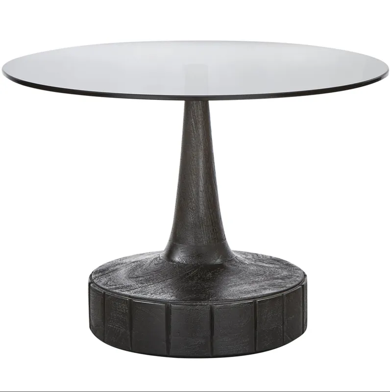Sale woood Beistelltisch SOYA rund Ø 60 cm mit Glasplatte