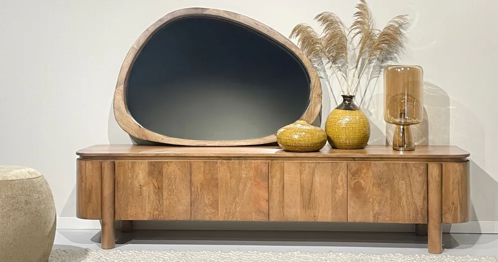 TV Möbel Lowboard Salono 210 cm Mango Massivholz braun Nur Heute