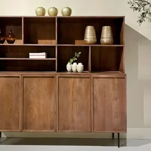 Regal Schrank MELANO B 180 cm Mangoholz braun Schrankwand Highlight