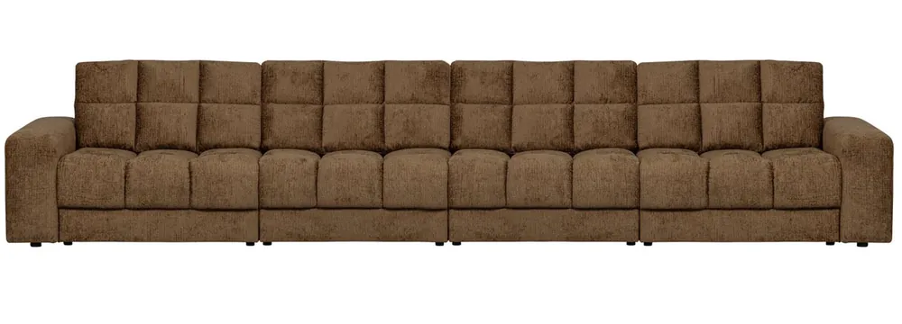 Sonderangebot woood 4 Sitzer Sofa SECOND DATE Struktur Samt messingfarben