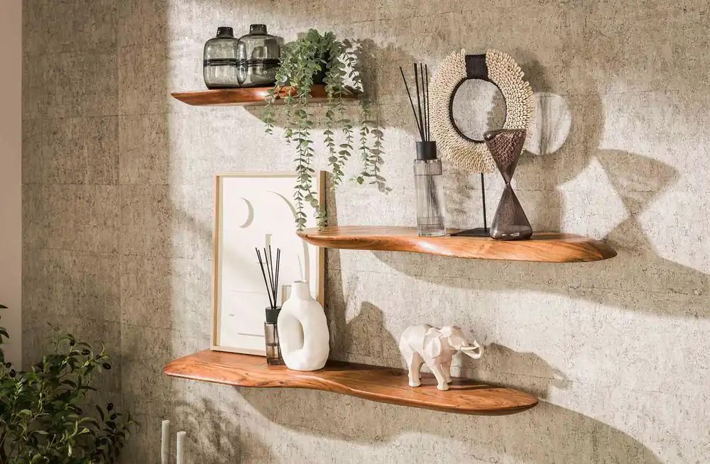 Nur Heute Wandregal NATURAL 60 cm Akazie mit organischer Form