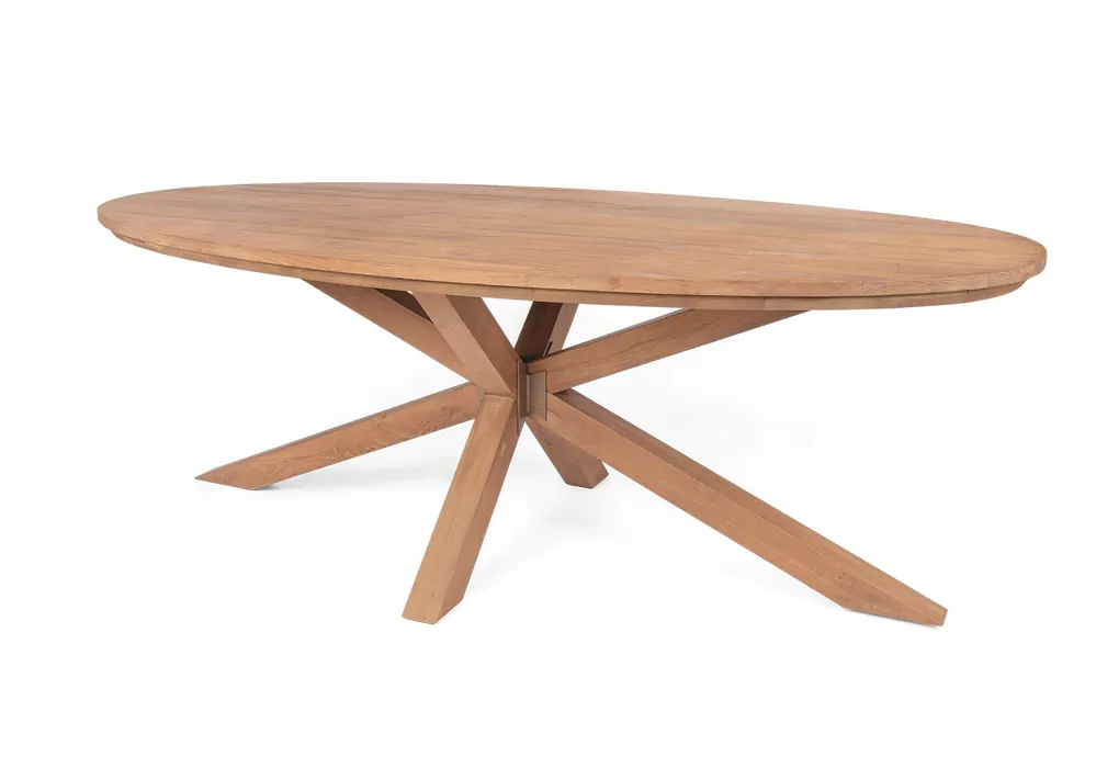 Garantierte Lieferung Esstisch Xono oval Teakholz natur 300 x 115 cm