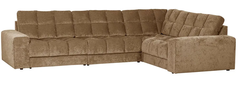 Neu woood Ecksofa SECOND DATE Webstoff vintage sand Chaiselongue rechts