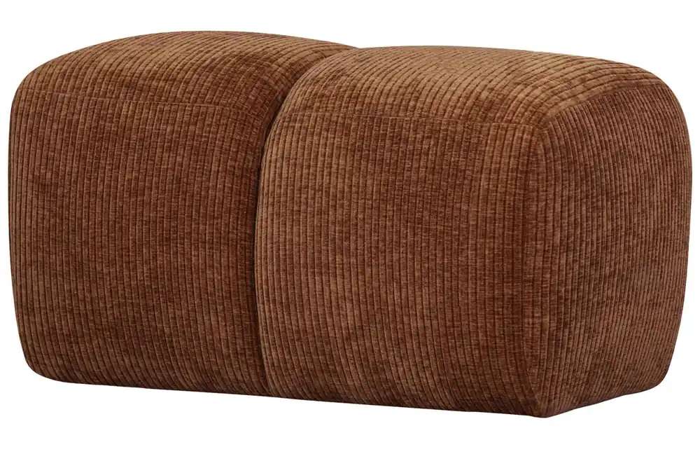 woood Pouf MOJO 80 x 60 cm Hocker Sitzhocker gerippt rostbraun Direktkauf