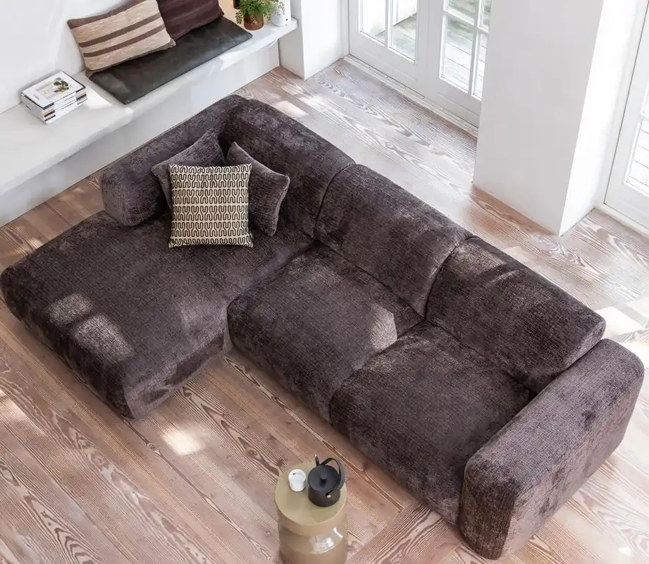 WOOOD Cloud Ecksofa Chenille braun Recamiere links Sonderaktion