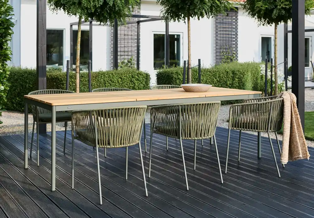 Nur Für Kurze Zeit Gartentisch NOX 238 cm Esstisch grün Aluminium Bambuss