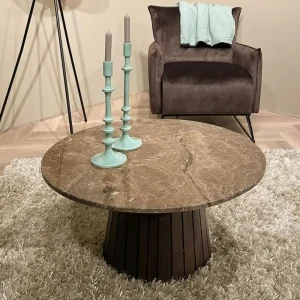 Couchtisch rund Ø 80 cm Marmortischplatte braun Sofort Bestellen