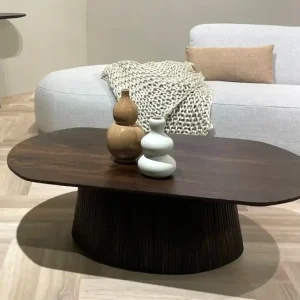 Rabatt Couchtisch oval Mangoholz wallnuss braun 120 cm