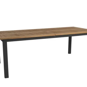 Lyon Ausziehtisch 224 x 100 cm Gartentisch Schwarz Teak Neu Im Sortiment