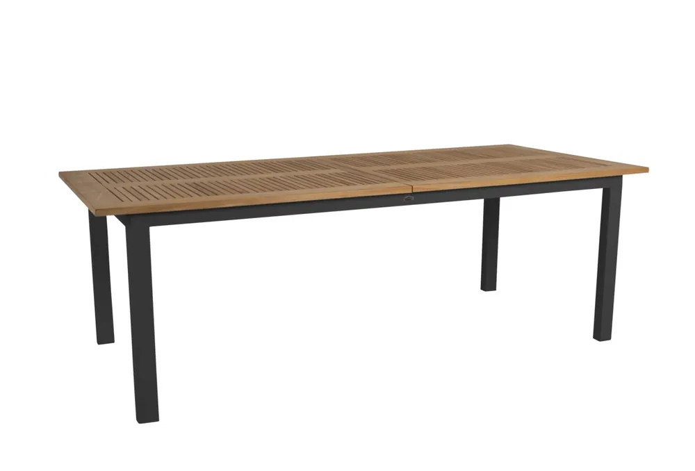 Lyon Ausziehtisch 224 x 100 cm Gartentisch Schwarz Teak Neu Im Sortiment
