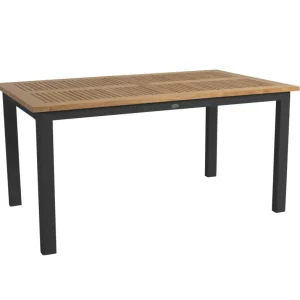Lyon Ausziehtisch 152 x 92 cm Gartentisch Schwarz Teak Rabatt