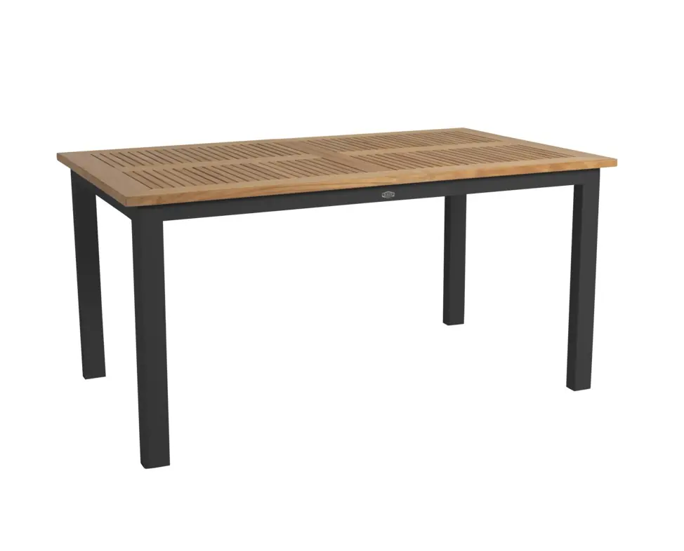 Lyon Ausziehtisch 152 x 92 cm Gartentisch Schwarz Teak Rabatt