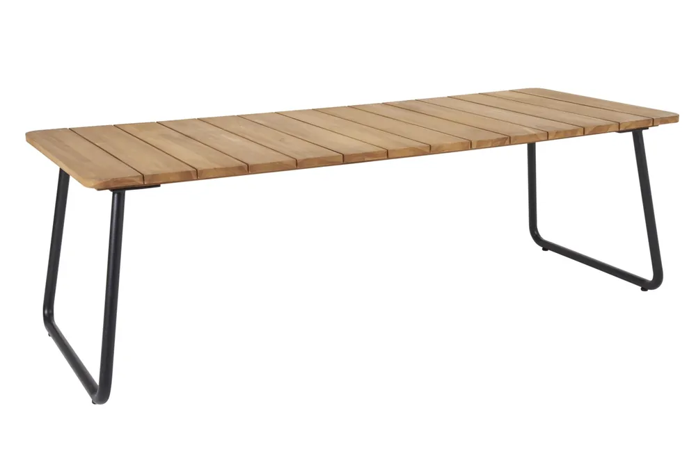 Günstig Gartentisch VAMOLL 225 cm Teaktisch schwarz / Teakholz