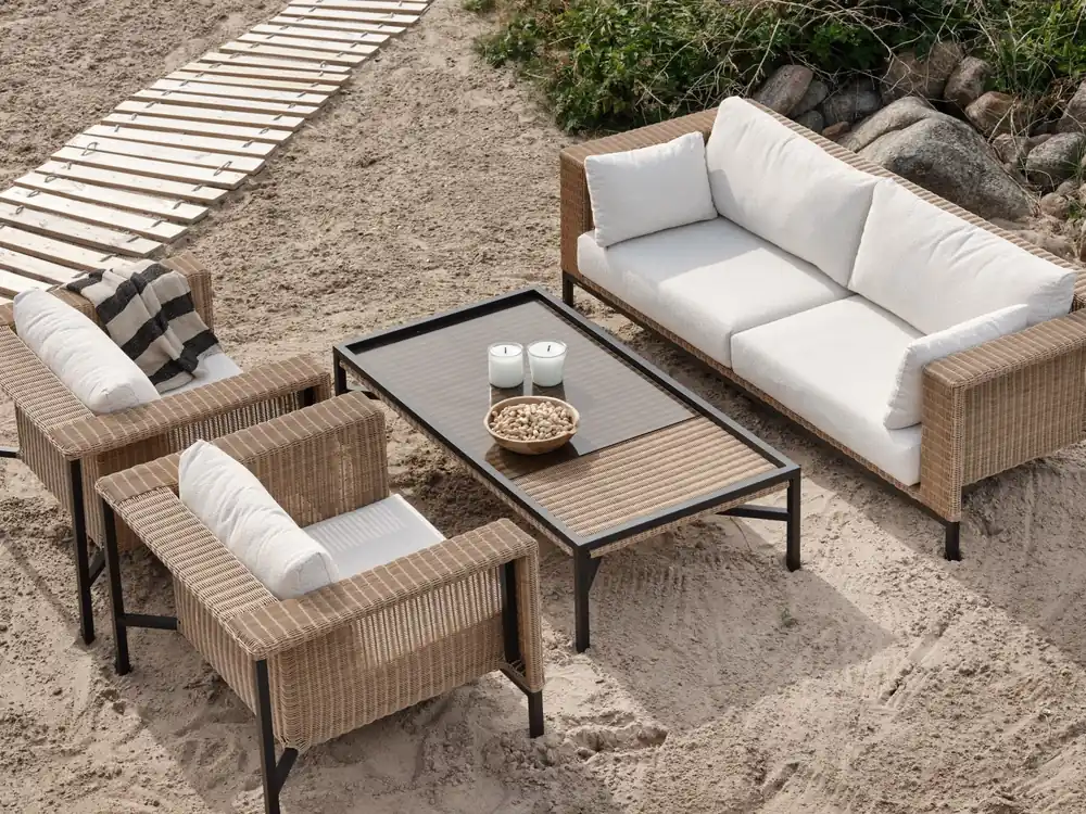 Sonderangebot Lounge Gartenmöbel Set SHELL Rattan natur