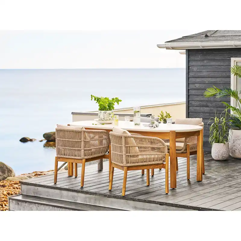 Sichere Zahlung Gartentisch Lorenza 210 x 95 cm Akazie Terrazzo