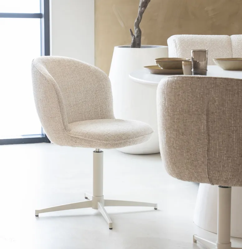 Nur Für Kurze Zeit Esszimmerstuhl MOLLY drehbar Stoff beige Drehstuhl
