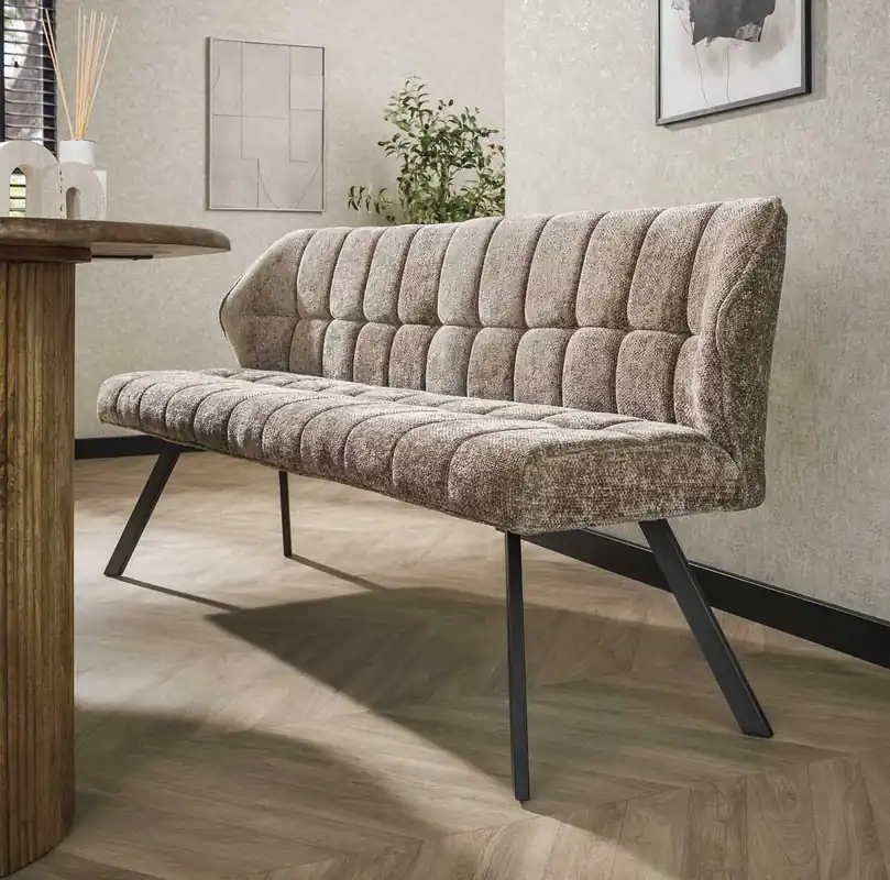 Ausverkauf Esstischbank FINO 180 cm weiches Chenille champagne