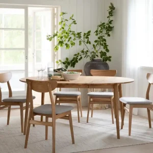 Esstisch NYLOR ausziehbar Eiche massiv natur rund 120 cm Kracherpreis