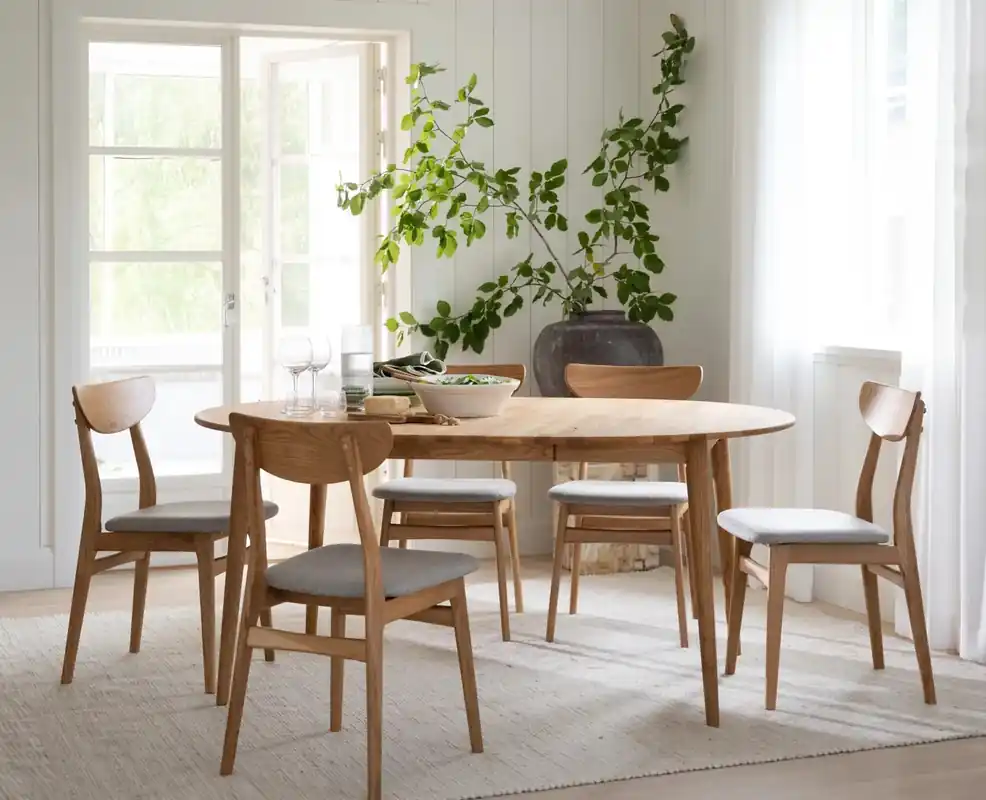 Esstisch NYLOR ausziehbar Eiche massiv natur rund 120 cm Kracherpreis