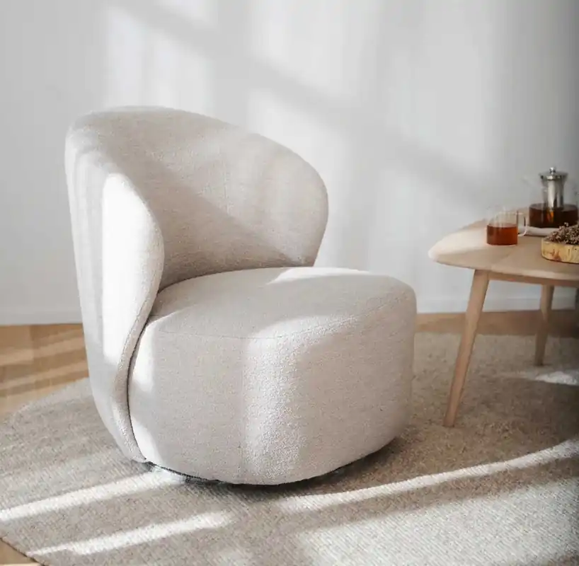 Lounge Sessel ELIAN drehbar hellbeige Drehsessel Neu