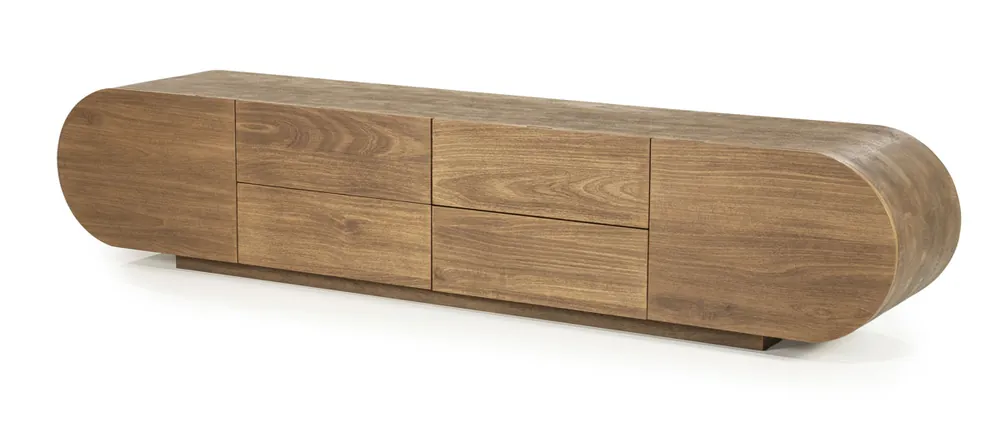 TV Möbel Lowboard King 210 cm mit 4 Schubladen Mangoholz Furnier braun Mega-Angebot