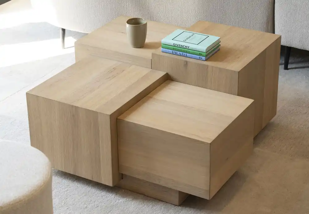 Couchtisch Quinten 80 x 80 cm Eiche Furnier hellbraun Kracherpreis