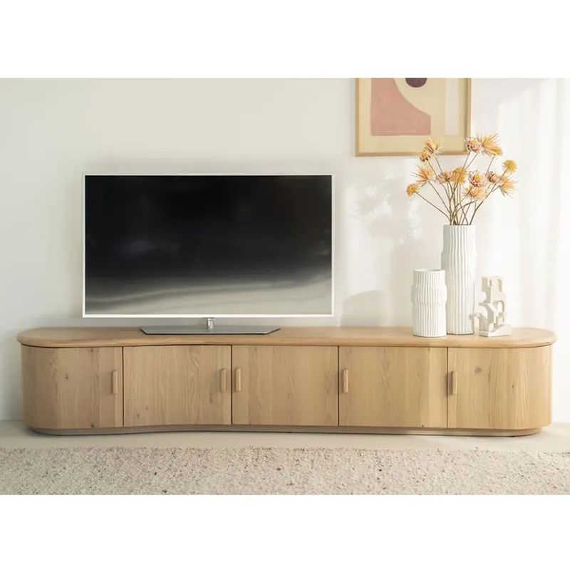 Versand Am Gleichen Tag TV Möbel Lowboard Josh 240 cm Eiche Furnier hellbraun