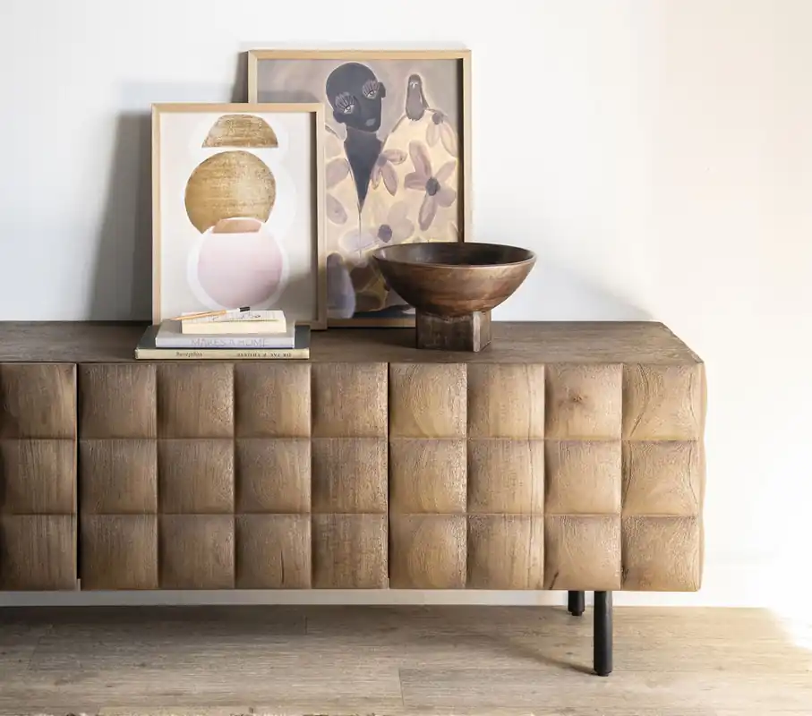 TV Möbel Lowboard Felix 214 cm mit 4 Türen Mango Holz Preisreduziert
