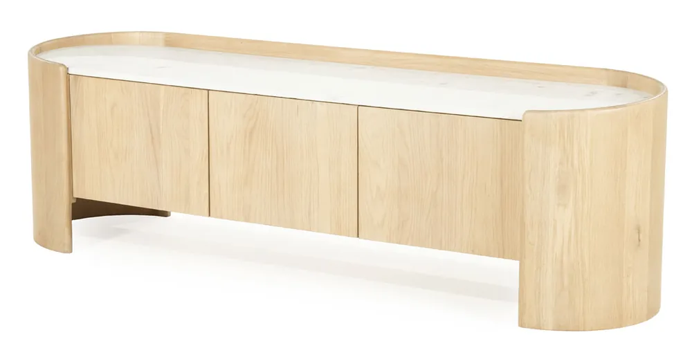 Sofort Bestellen TV Möbel Lowboard Don 165 cm Eiche hell Marmor
