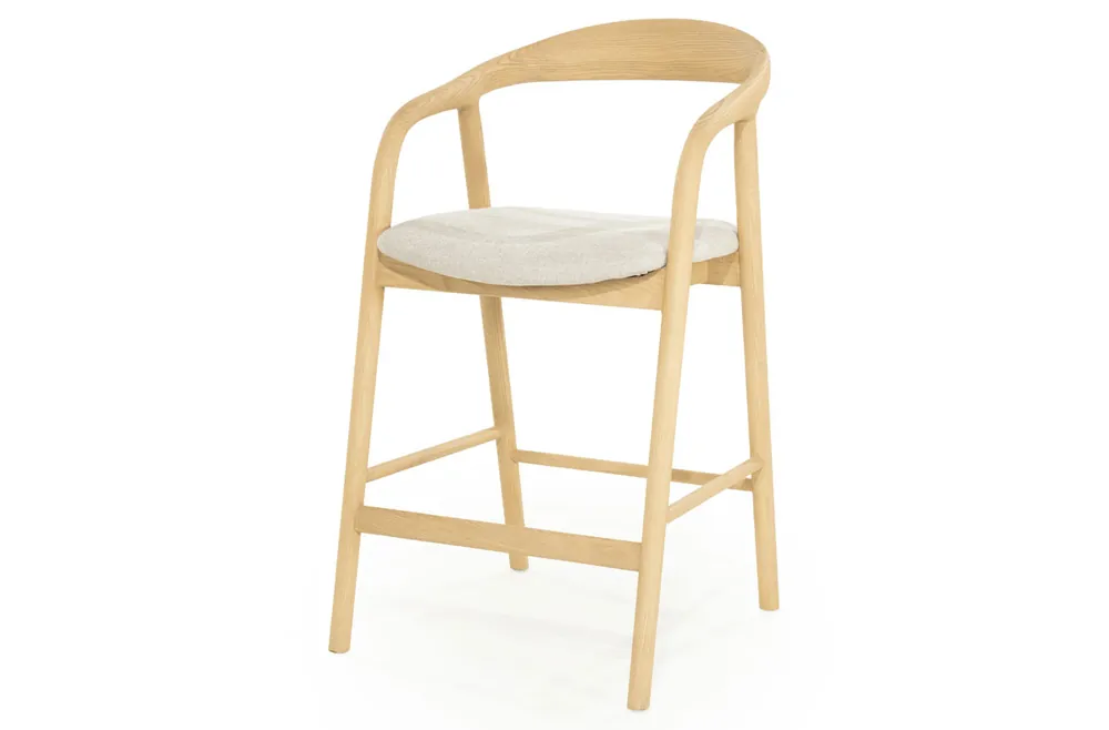 Barstuhl Rayven niedrig Barhocker hellbraun Eiche Sitzhöhe 65 cm Geprüft