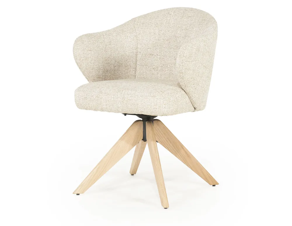 Esszimmer Stuhl Connor drehbar Eiche Stoff beige Neue Ware