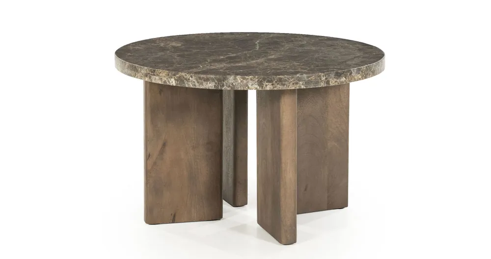 Knallerangebot Couchtisch Lando rund Ø 60 cm Mango Holz Marmor