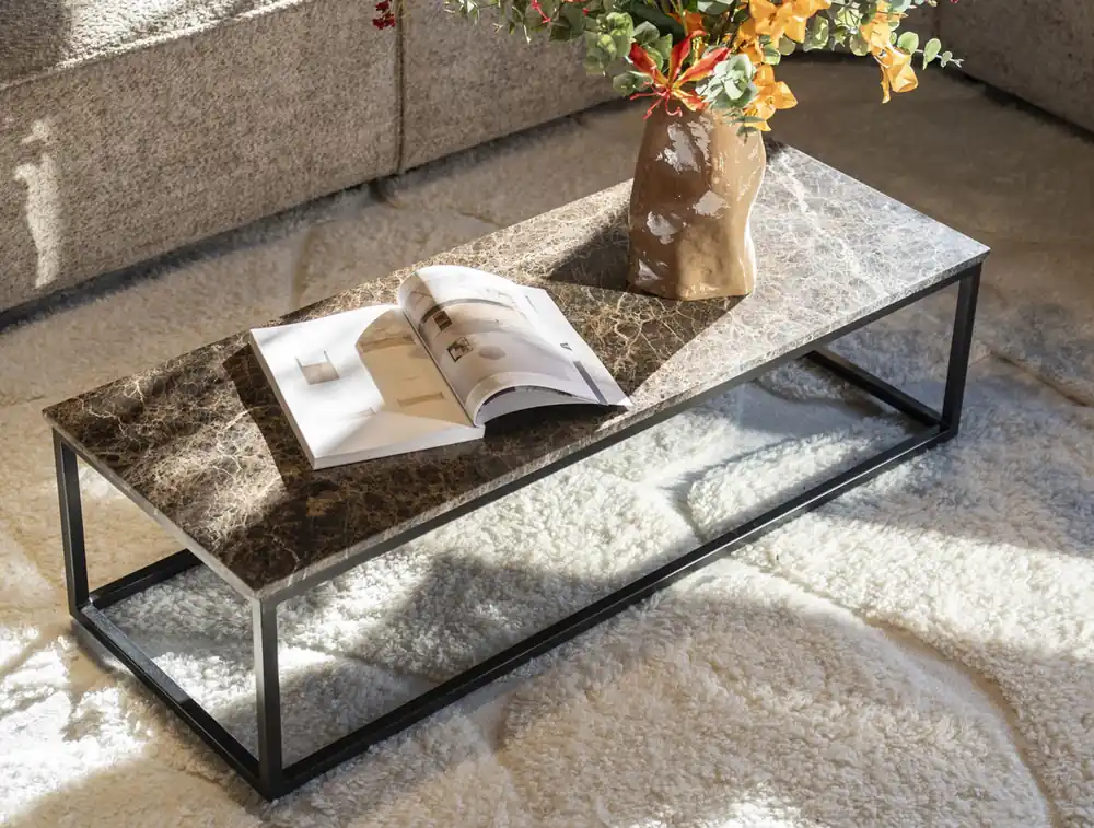Sonderaktion Couchtisch Rico 120 x 45 cm Metall Marmor