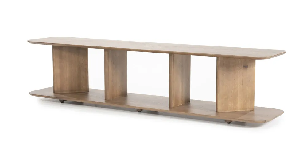 TV Möbel Lowboard Ty 180 cm offen Eiche Holz dunkelbraun Meistverkauft