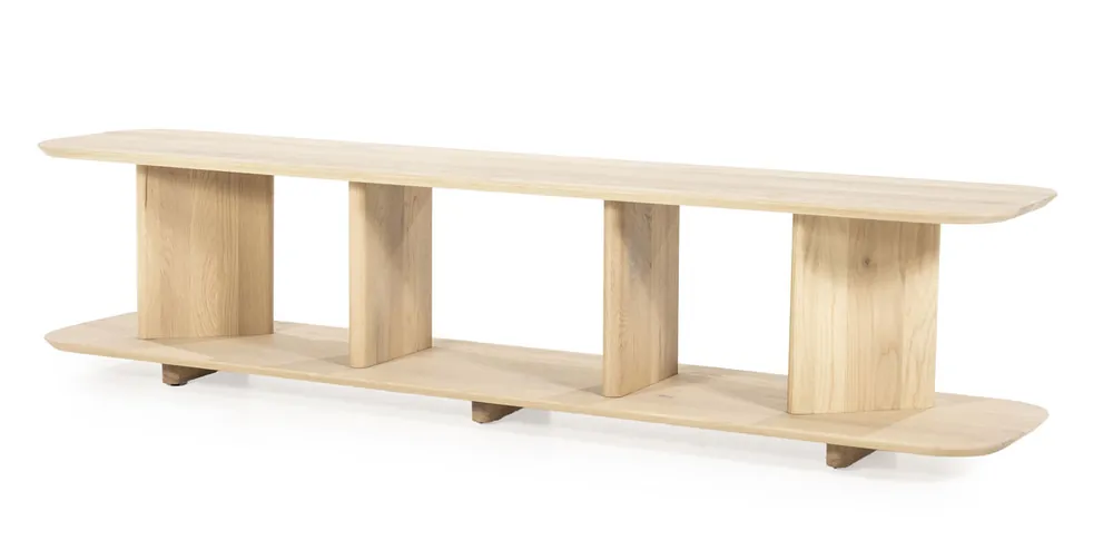 TV Möbel Lowboard Ty 180 cm offen Eiche Holz hellbraun Preisreduziert
