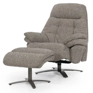 Relaxsessel Caleb elektrisch verstellb. mit Hocker Stoff taupe Expressversand
