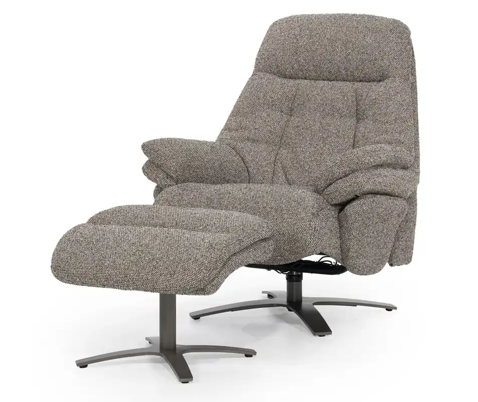 Relaxsessel Caleb elektrisch verstellb. mit Hocker Stoff taupe Expressversand
