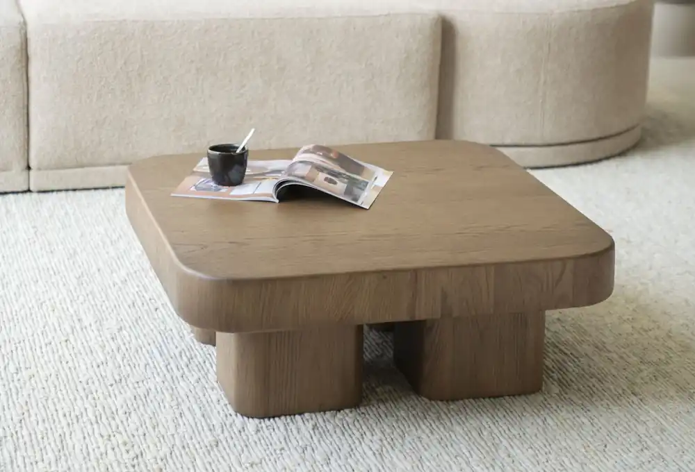 Versand Am Gleichen Tag Couchtisch Harmonie 80 x 80 cm Eiche Holz Furnier braun