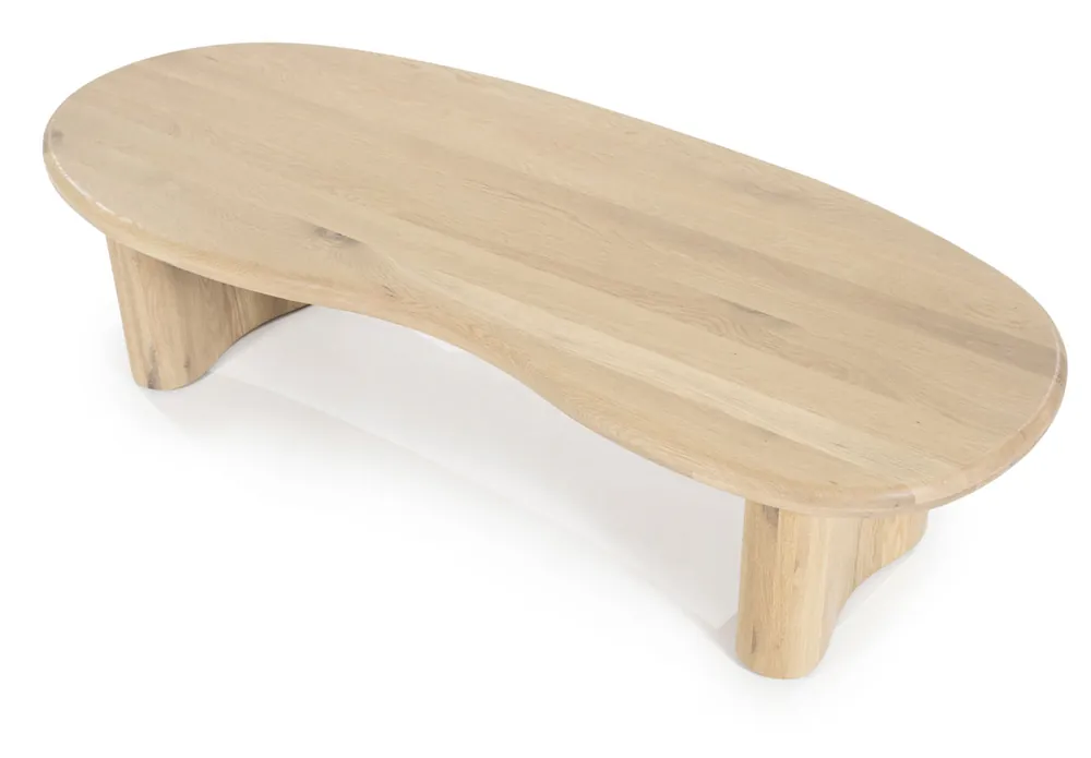 Couchtisch Josh 140 x 60 cm organische Form Eiche Holz Furnier hellbraun Saisonangebot