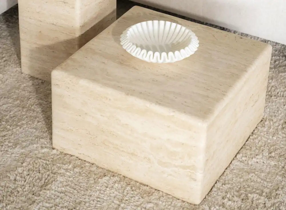 Couchtisch Donta 60 x 60 cm Travertin Beistelltisch Abverkauf