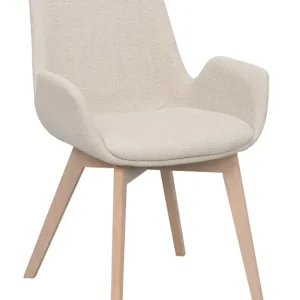 Mega-Angebot Stuhl DREAM mit Armlehnen beige Eichenbeine weiß pigmentiert