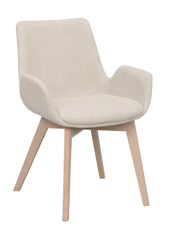 Mega-Angebot Stuhl DREAM mit Armlehnen beige Eichenbeine weiß pigmentiert