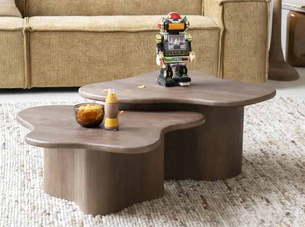 Finale Aktion 2er Set Couchtisch Fall Mangoholz dunkelbraun