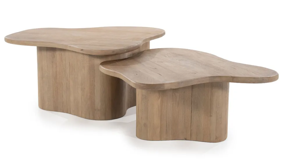 Super-Preis 2er Set Couchtisch Fall Mangoholz hellbraun