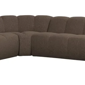 Zertifiziert woood Ecksofa MOJO Bouclé braun melange Chaiselongue links